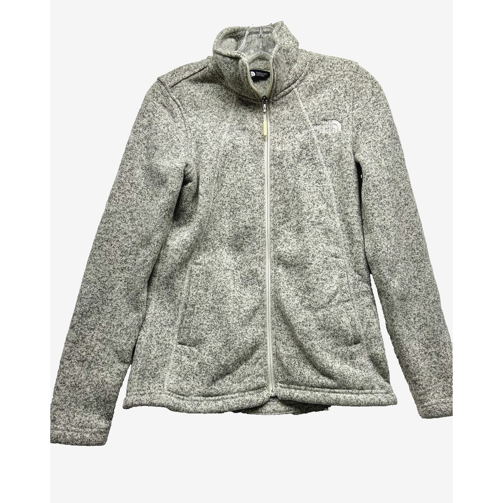 The North Face Women's Small Grey Brown Polyester Fleece Full Zip Jacket(H5)
